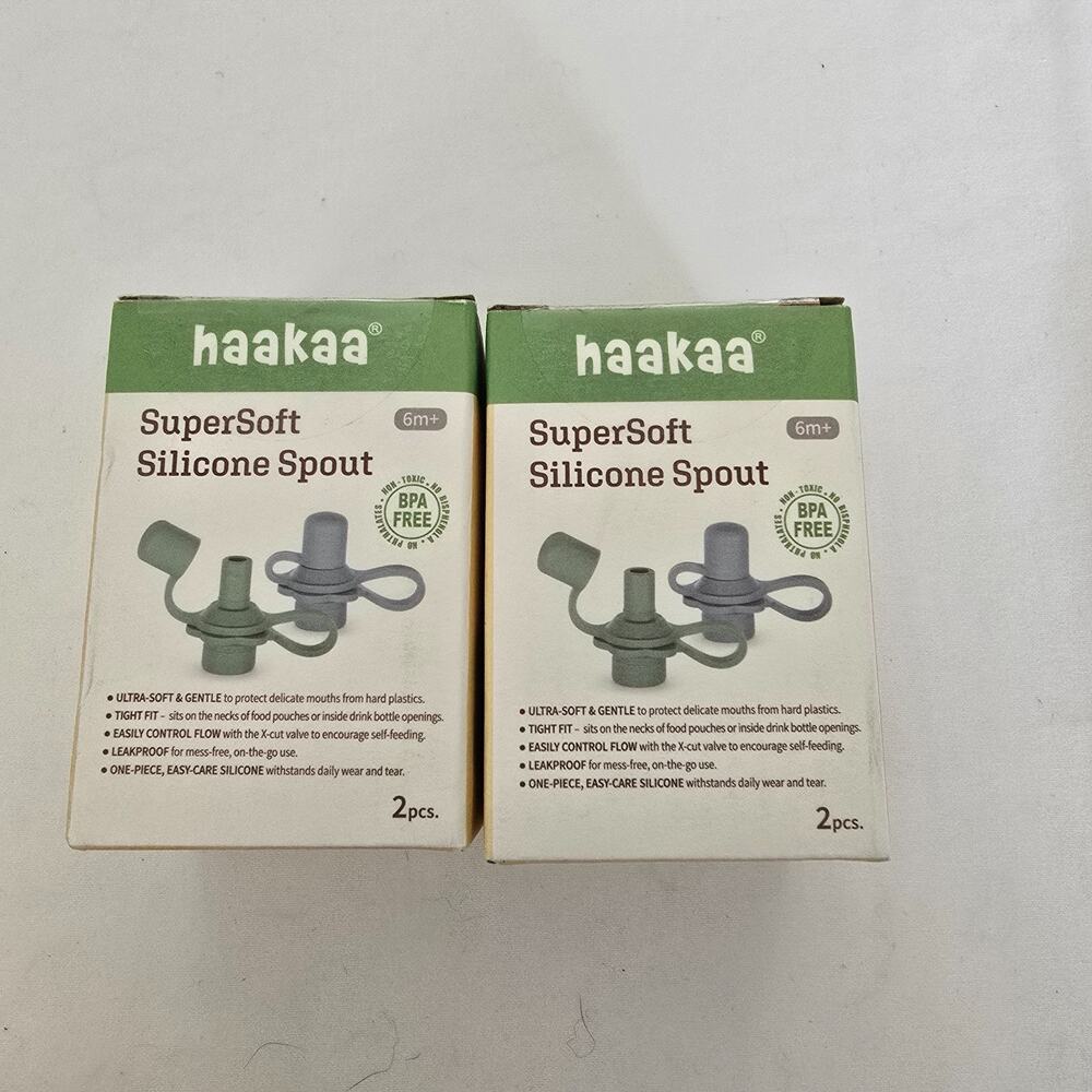 Haakaa Silicone Spout For Food Pouches & Drink Bottles 4ct Blush & Lavender NIB